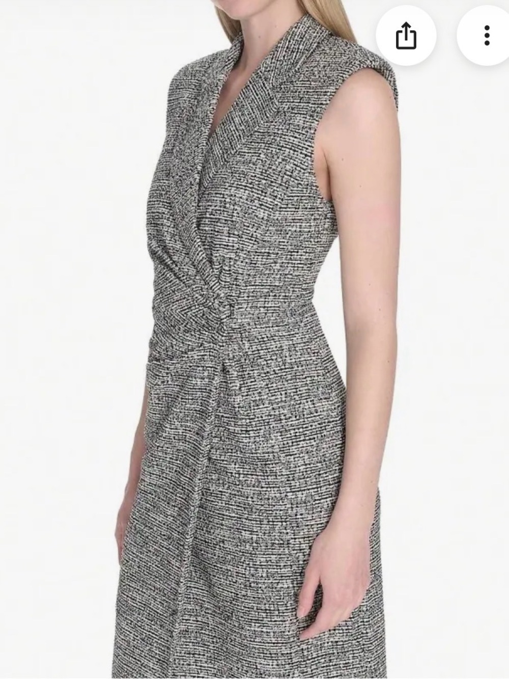 Calvn Klein size 4 NWT Sleeveless Gray tweed Twist-Front Sheath Dress